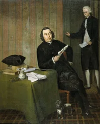 Wernerus Köhne (1725/26-88), notaris van Haarlem, met zijn klerk Jan Bosch