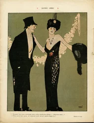 Illustratie van Xavier Gose (1876-1915) in Le Lire, 06/02/09 - Goede vrienden - Liefde, Mode, Bloemen