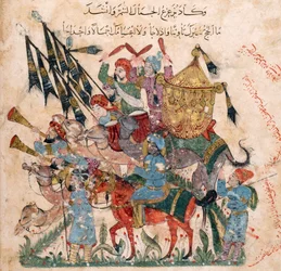 Karavaan van pelgrims in Ramleh uit een manuscript van Maqâmât van al-Harîrî, 1237