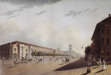 De Grote Gostiny Dvor Koopmanswerf in Sint-Petersburg, 1820s