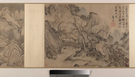 Landschappen (acht albumbladen gemonteerd als handrol; inkt en kleur op zijde)