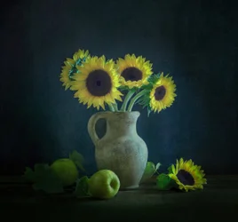 Zonnebloemen Groene appels