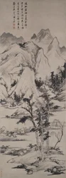 Landschap in de stijl van Ni Zan (1301-1374)