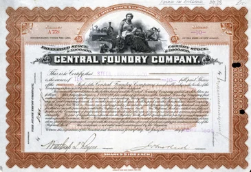 Aandeelcertificaat van Central Foundry, Brazilië