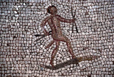 Danser, mozaïek in oude haven van Kos, Kos eiland, Griekenland, Romeinse beschaving