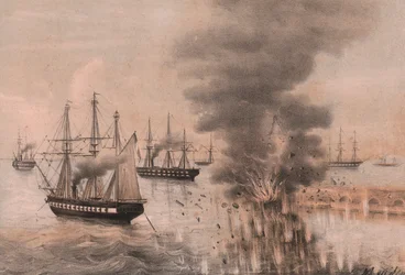 Explosie van lantaarn van Ancona aan zeezijde, belegering van Ancona