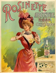 Elegante vrouw gekleed in Belle Epoque stijl die een glas absint proeft