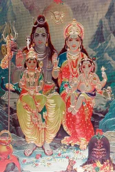 God Shiva en Godin Parvati met hun zoon Ganesha
