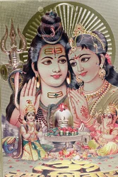 God Shiva en Godin Parvati met hun zoon Ganesha.