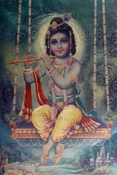 Heer Krishna met fluit. Hindoegod