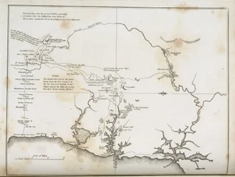 Kaart van Sydney en omliggende gebieden, Australië, circa 1798
