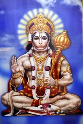 Shiva hindoe tempel. Hanuman, de apengod in de hindoeïstische mythologie.