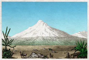 De Chimborazo vulkaan vanaf het plateau van Tapia, Ecuador
