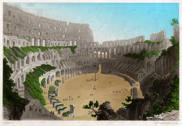 De ruïnes van het Colosseum in Rome. ca. 1840