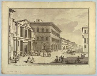 Uitzicht op Florence, plaat uit "Scelta di XXIV Vedute delle principali contrade, piazze, chiese, e palazzi della Città di Firenze"