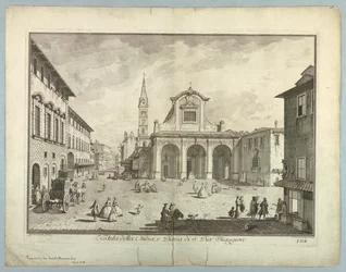 Uitzicht op Florence, plaat uit "Scelta di XXIV Vedute delle principali contrade, piazze, chiese, e palazzi della Città di Firenze"