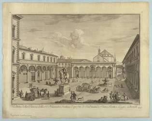 Gezicht op Florence, Plaat uit "Scelta di XXIV Vedute delle principali contrade, piazze, chiese, e palazzi della Città di Firenze"