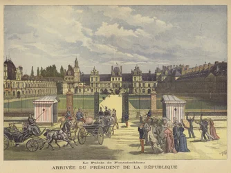 Aankomst van de president van Frankrijk bij het Palais de Fontainebleau