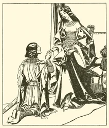 Sir Launcelot begroet Koningin Guinevere