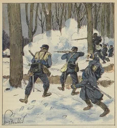 Vrijschutters vechten in het bos