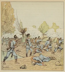 De Duitsers vallen het park van Dames-Blanches aan