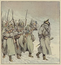Gedwongen mars van de Russische infanterie in Mantsjoerije