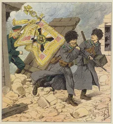 Redding van de vlag tijdens het bombardement van Vladivostok