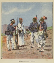 Malgasische en Hausa-soldaten