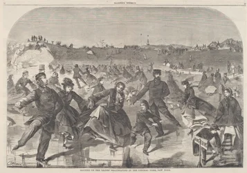 Schaatsen op de dames-schaatsvijver in Central Park, New York