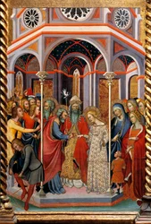 Huwelijk van de Maagd, detail van Altaarstuk met Verhalen van de Maagd