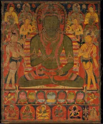 Boeddha Amoghasiddhi met acht bodhisattva