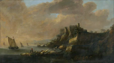 Slowaaks: Zeegezicht met een kasteel Zeegezicht met een kasteel