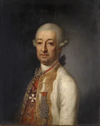Portret van de k.k. veldmaarschalk Prins Franz Ulrich Kinsky von Wchinitz und Tettau (1726-1792) met het commandeurskruis van de Maria-Theresia-Orde, achterzijde toegeschreven aan Johann Baptist Lampi d. Ä.