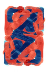 Gedurfde abstracte compositie in rood en blauw