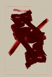 Karmozijnrode abstracte penseelstreken