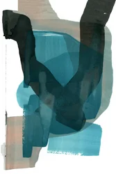 Vloeiende abstracte voorstelling in blauwgroen