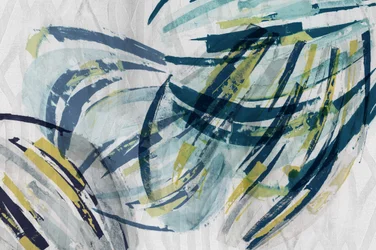 Vloeiende abstractie in blauwgroen en geel