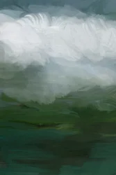 Mistig groen landschap