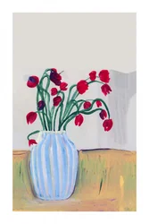 Stilleven met rode bloemen