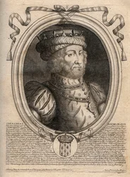 Portret van Caribert, koning van de Franken (561-567) - gravure uit 