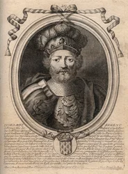 Portret van Eudes (Odon) (ca. 860 - 898), graaf van Parijs en Troyes, daarna koning van Frankrijk - EUDES graaf van Parijs gekozen tot Franse troon na de afzetting van Karel de Keizer - gravure uit 
