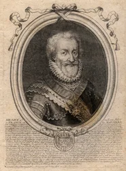 Portret van Hendrik IV (1553-1610) koning van Frankrijk - Portret van Hendrik IV (1553-1610) koning van Frankrijk - gravure uit 