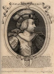 Portret van Lodewijk V de Luie (967 - 987), koning van Frankrijk - Lodewijk V de Luie (967-987) gravure uit 