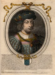 Portret van Filips V de Lange (1294-1322), koning van Frankrijk - gravure uit 