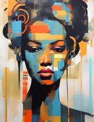 Abstract modern zwarte vrouw, abstract portret