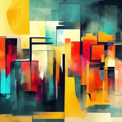 Abstracte vormen in warme kleuren rood en oranje