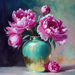 Roze bloemenschilderij, abstracte botanische tekening