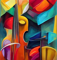 Symfonie schilderij van viool, printbare digitale kunst
