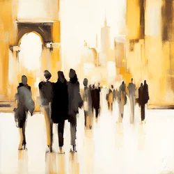Stedelijk leven: abstract impressionistische silhouet