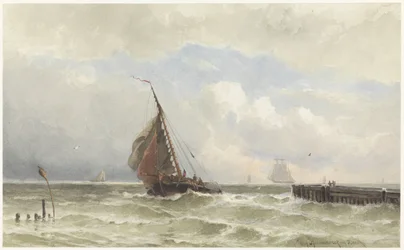 Haven van Vlissingen, met inkomende zeilschip